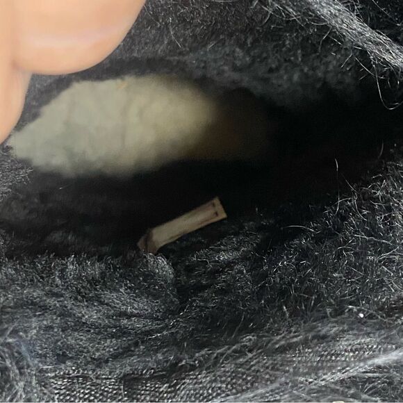 Ugg Black Mongolian Sheepskin Short Cuff Fluffy Mama Boots Size 6 - Picture 6 of 14